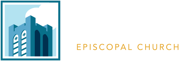 Logo of St. Paul's Episcopal Church featuring an illustration of a church with arched windows on the left, and the text "St. Paul's Episcopal Church" to the right. The text "St. Paul's" is in large white font, and "Episcopal Church" is in smaller gold font.