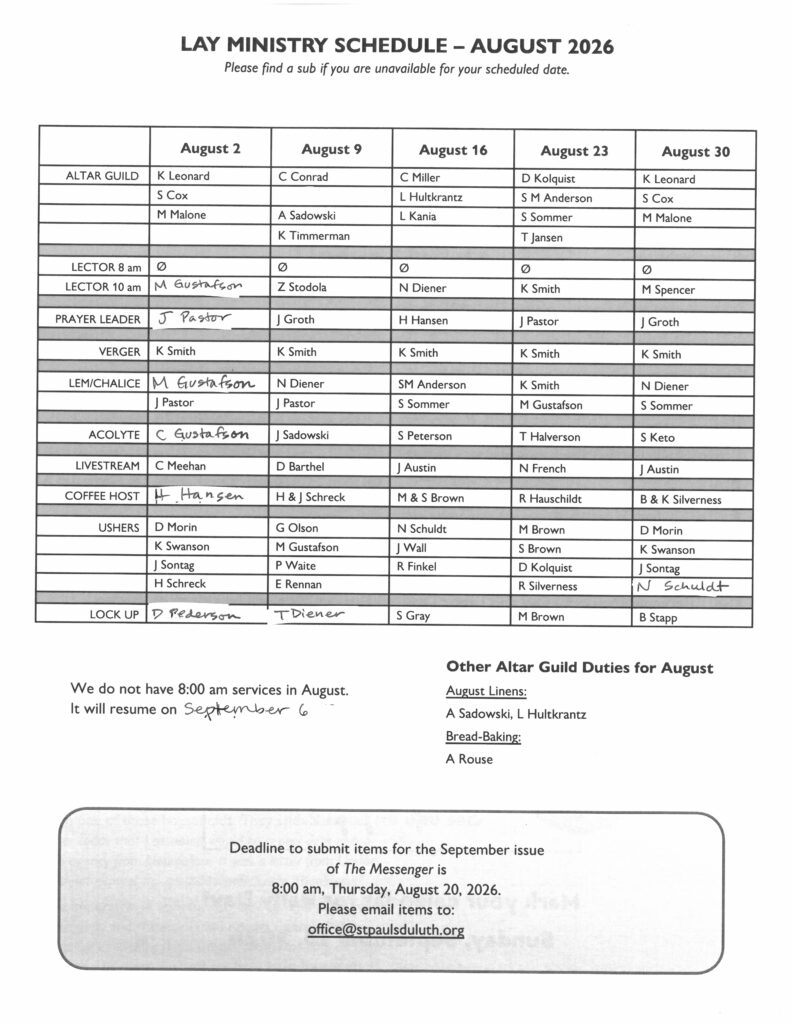 August Lay Min Sched